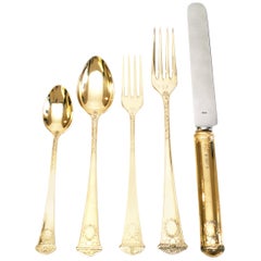 Faberge Imperial Court Gold Vermeil over Sterl Silver 5pc Place Setting