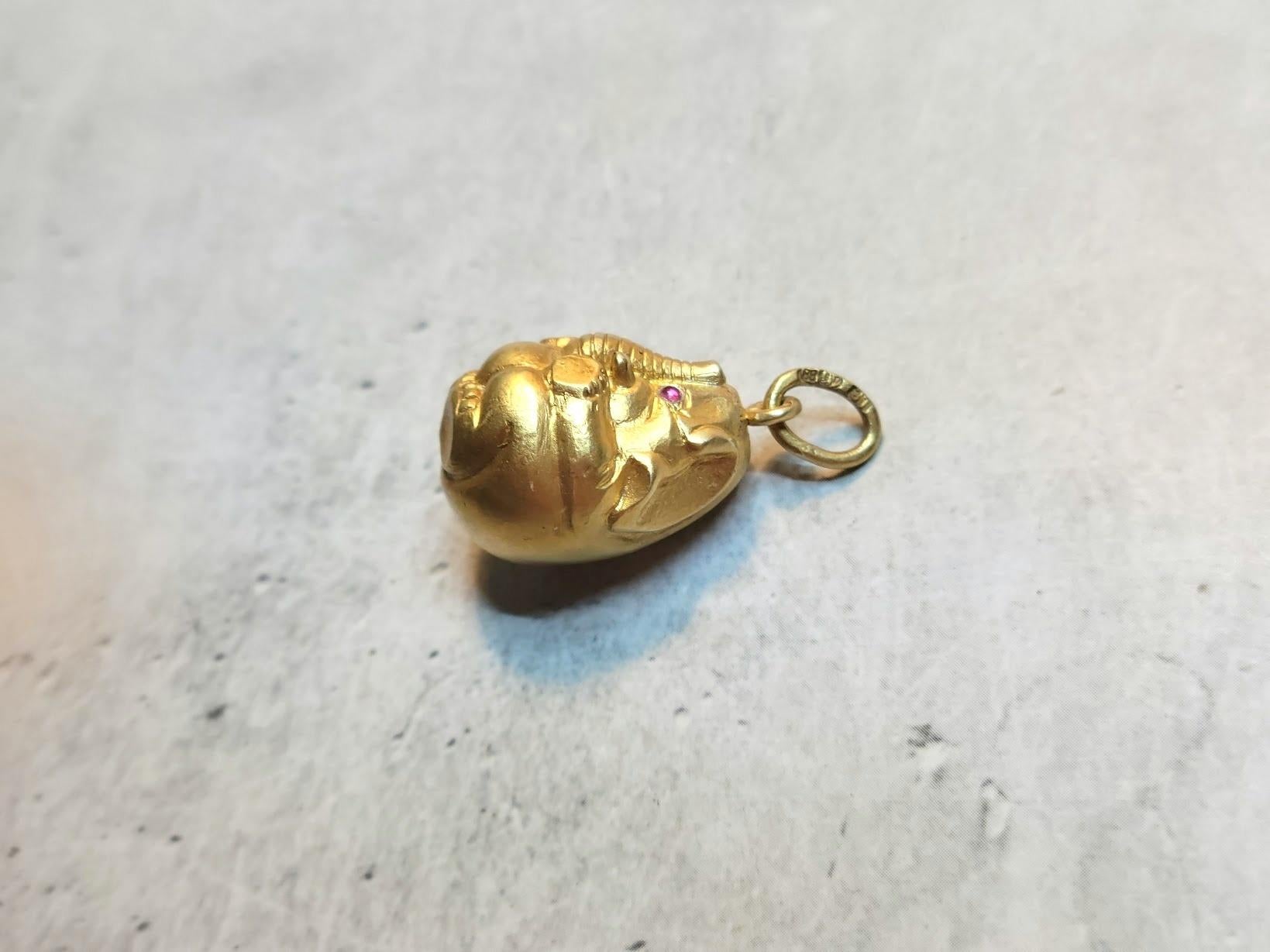Russian Empire Faberge Imperial Egg Pendant with Ruby, Workmaster Isaac Abramovich Rappoport