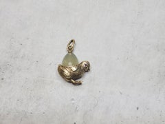 Faberge Imperial Gilt Silver Egg Chrysoprase Pendant, Workmaster Alfred Joseph