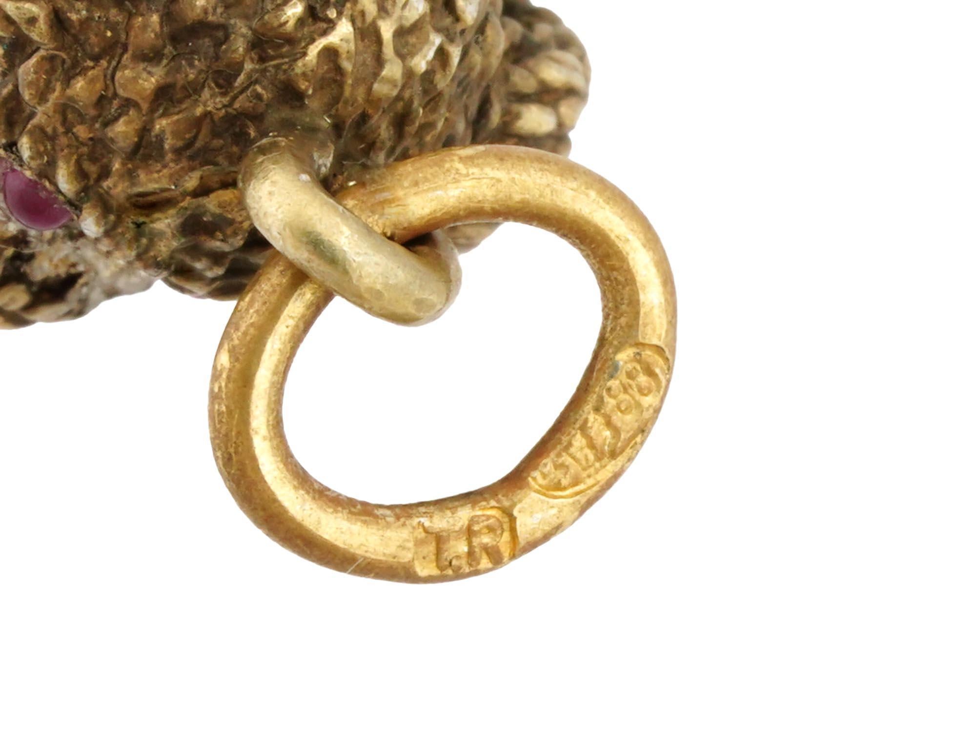 Faberge Imperial Gilt Silver Egg Puppy Pendant, Workmaster Theodore Ringe 4