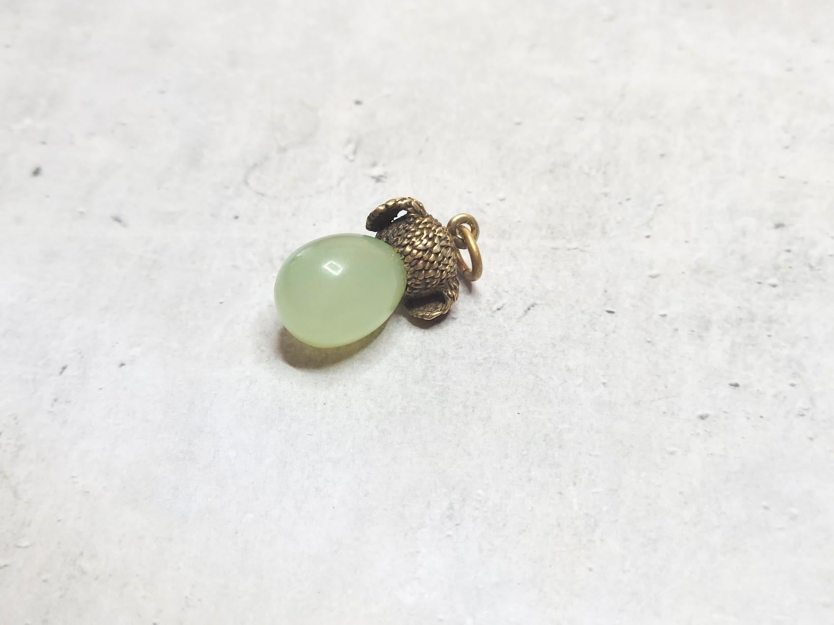 Russian Empire Faberge Imperial Gilt Silver Egg Puppy Pendant, Workmaster Theodore Ringe