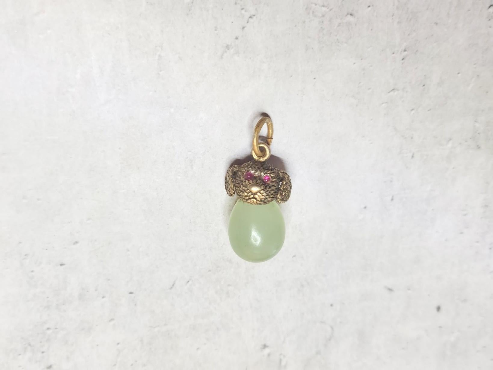 Women's or Men's Faberge Imperial Gilt Silver Egg Puppy Pendant, Workmaster Theodore Ringe