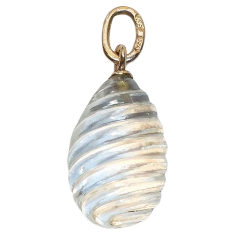 Fabergé Imperial Gold-Mounted Rock Crystal Egg Pendant by Michael Perkhin