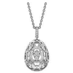 Fabergé Imperial Impératrice White Gold Diamond Set Egg Pendant 159FP984