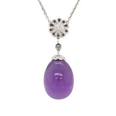 Modern Fabergé Imperial Karenina Diamond and Amethyst Egg Pendant Necklace