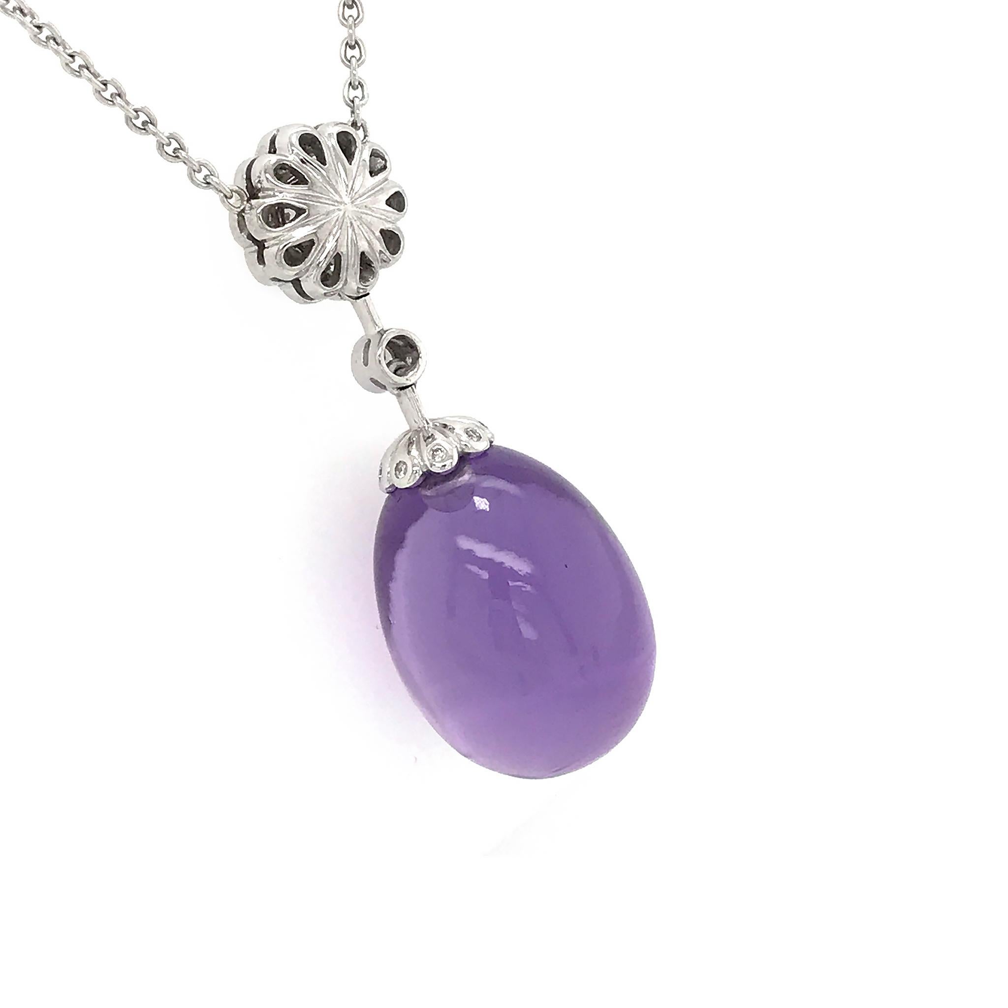 Modern Fabergé Imperial Karenina Diamond and Amethyst Egg Pendant Necklace In Excellent Condition For Sale In New York, NY