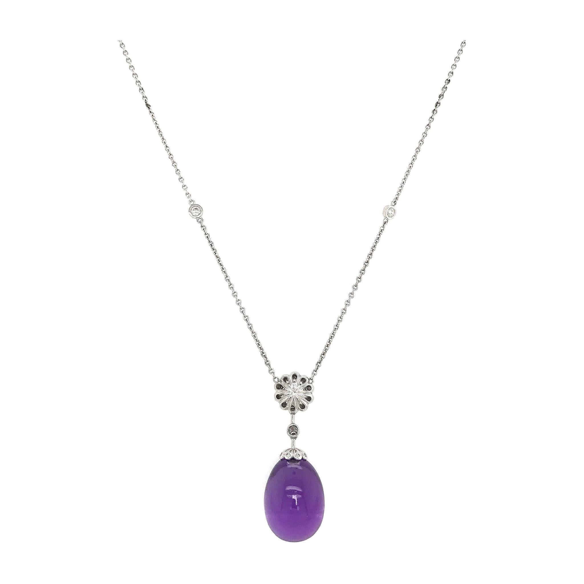 Modern Fabergé Imperial Karenina Diamond and Amethyst Egg Pendant Necklace