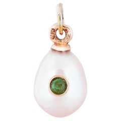 Fabergé Imperial Pearl Emerald Gold Egg Pendant by Henrik Wigström