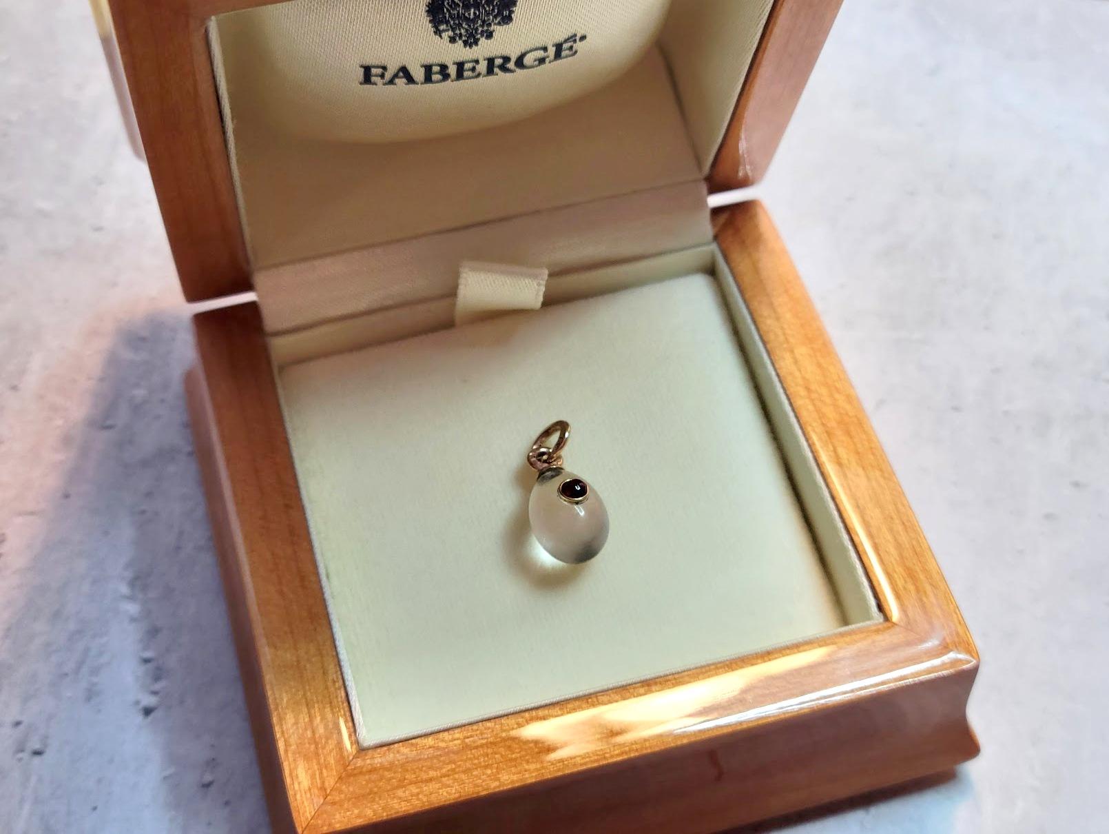 Women's or Men's Fabergé Imperial Rock Crystal Ruby Gold Egg Pendant by Henrik Wigström