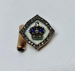 Imperial Russian Cufflinks in Gold with Enamel, Diamonds and Sapphires