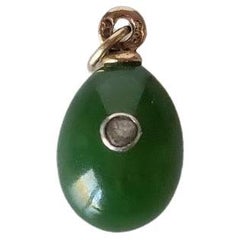 Fabergé Imperial Ruso Jade Diamante Oro Huevo Colgante de Alfred Thielemann