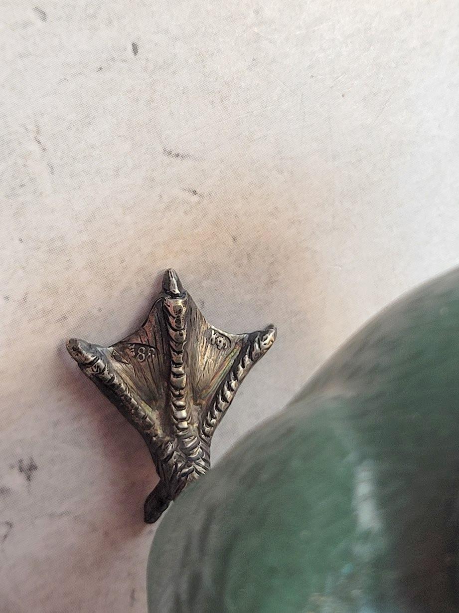 Fabergé Imperial Russian Nephrite Duckling with Garnet Eyes and Silver Hallmarks 2