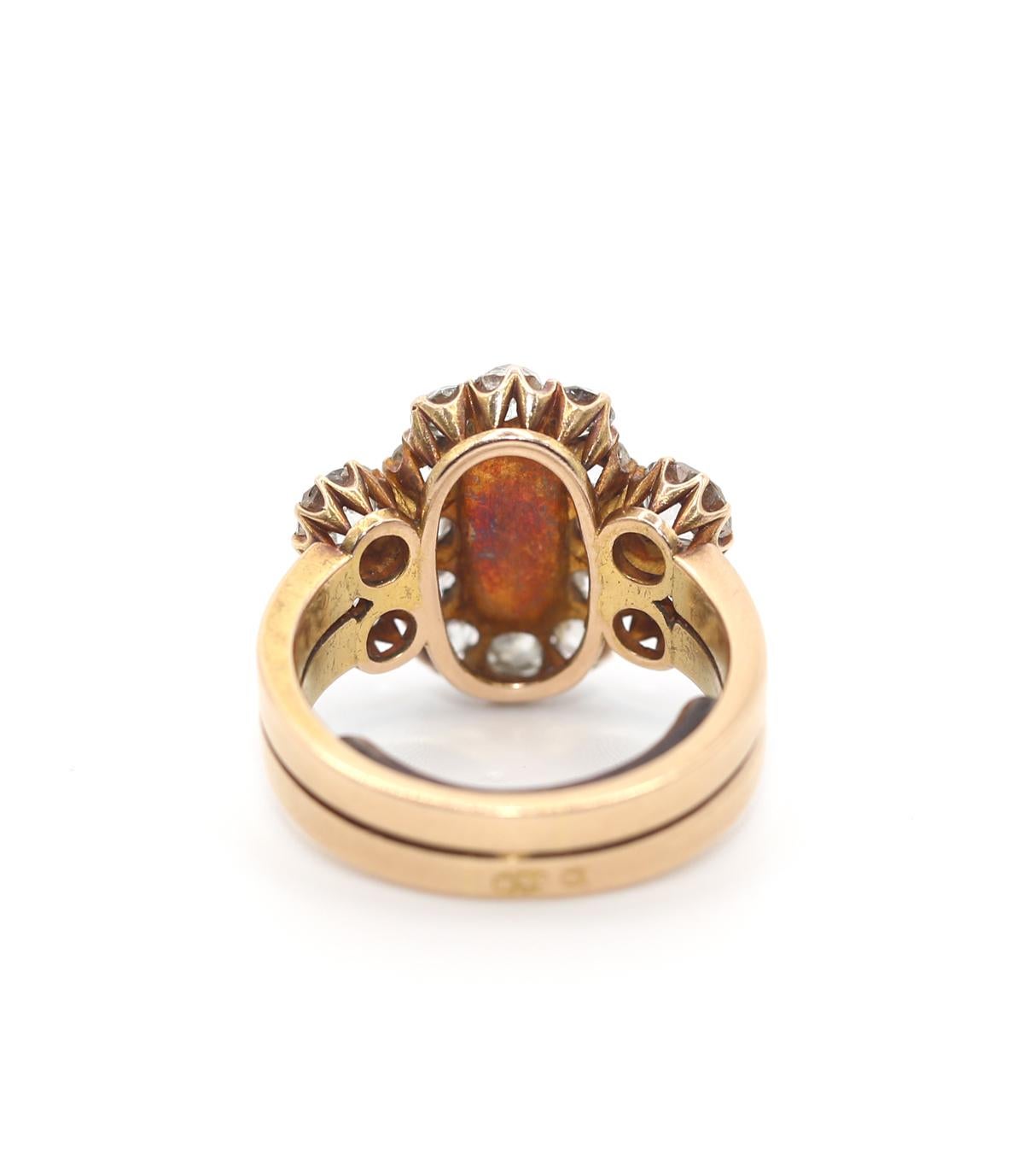 Women's or Men's Faberge Imperial Russian Ring Diamonds Enamel Presentation Perchin 56 Gold, 1890 For Sale