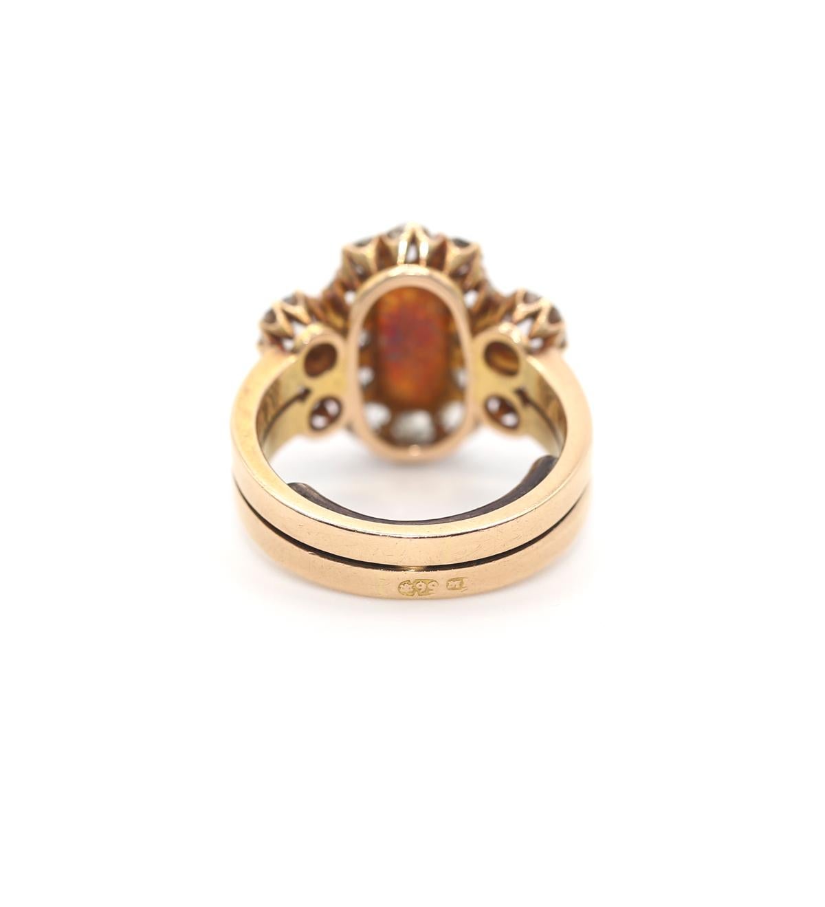 Faberge Imperial Russian Ring Diamonds Enamel Presentation Perchin 56 Gold, 1890 For Sale 1