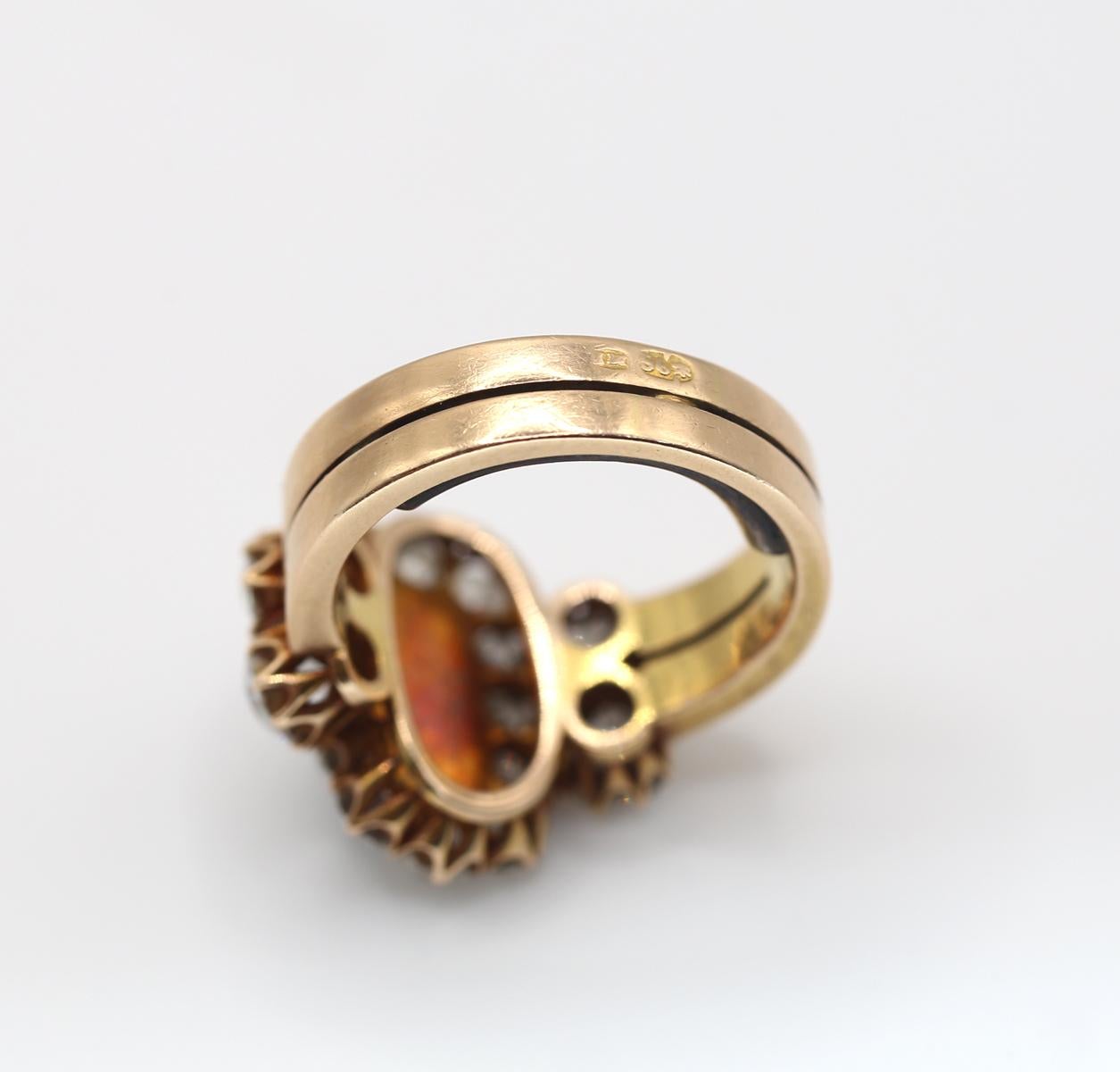 Faberge Imperial Russian Ring Diamonds Enamel Presentation Perchin 56 Gold, 1890 For Sale 2