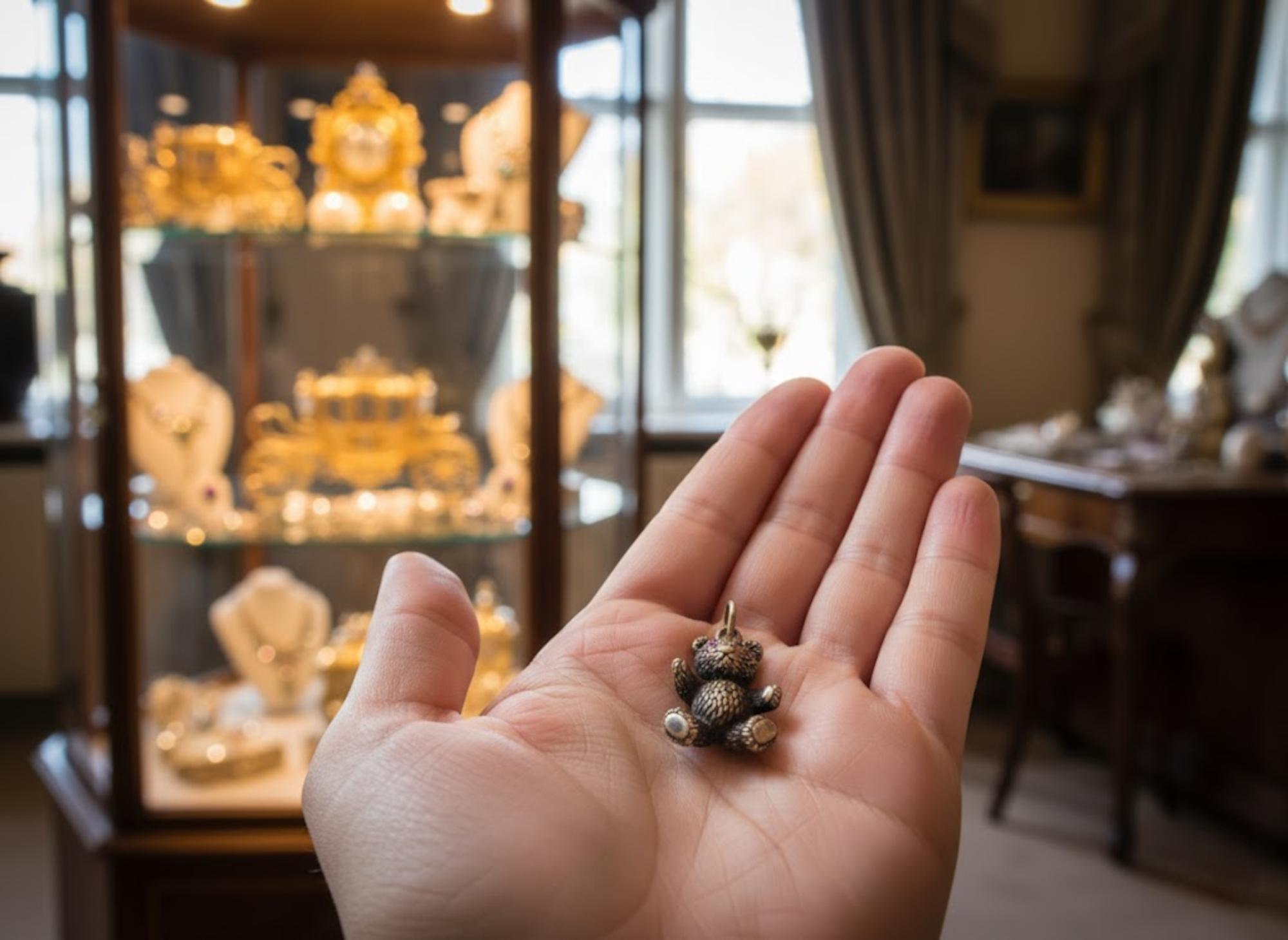 da uomo o donna Ciondolo a forma di orsacchiotto in argento imperiale dorato di Fabergé, operaio August Holmström in vendita