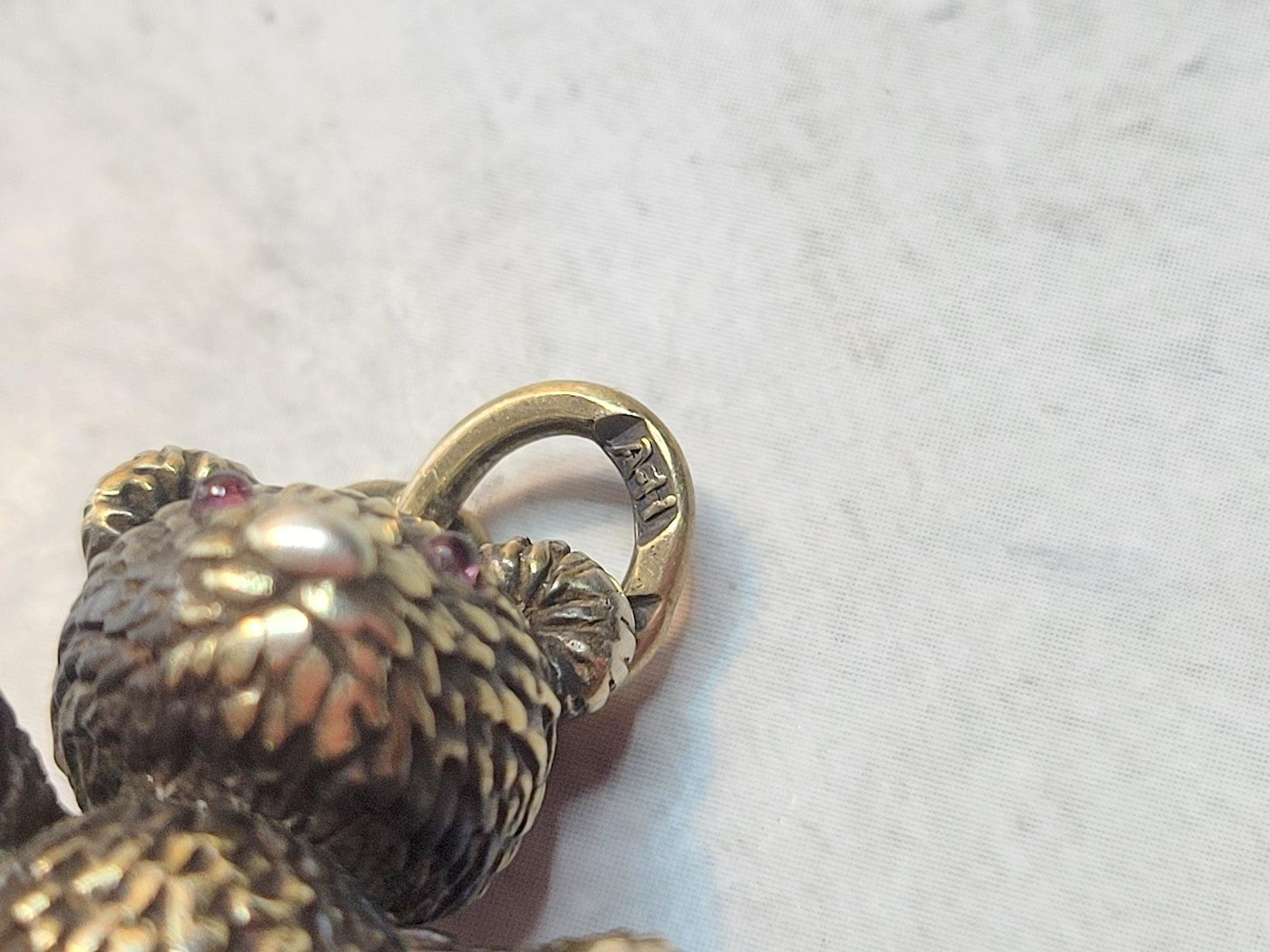 Colgante Oso de peluche Fabergé Imperial de plata dorada, Maestro de obras August Holmström en venta 2