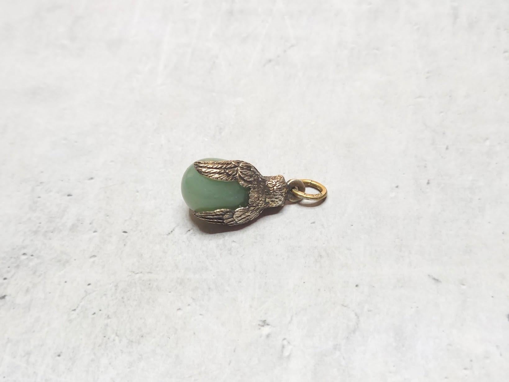 Faberge Imperial Silver Owl Egg Pendant, Workmaster Karl Gustav Hjalmar Armfelt In Excellent Condition In Chesterland, OH