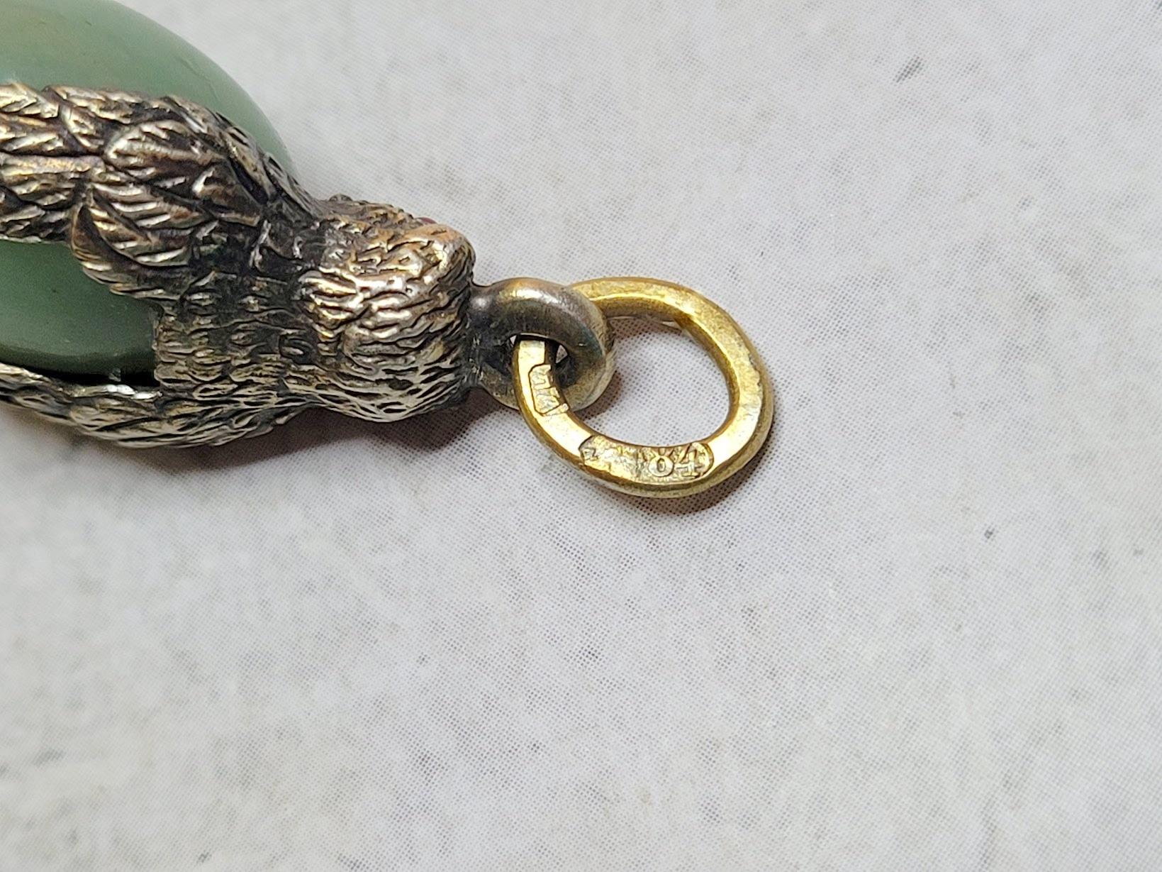 Women's or Men's Faberge Imperial Silver Owl Egg Pendant, Workmaster Karl Gustav Hjalmar Armfelt