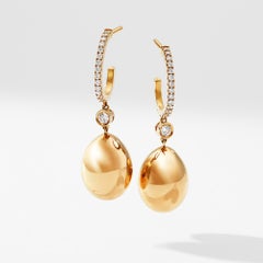 Fabergé Imperial Yellow Gold Egg Hoop Drop Earrings