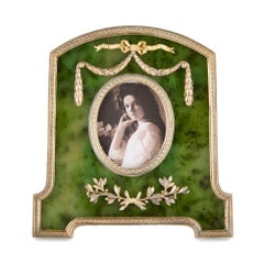 Fabergé-Inspired Nephrite and Vermeil Picture Frame