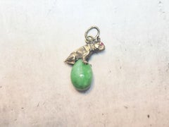 Fabergé Julius Rappoport Jade Egg Pendant with Silver Bulldog and Ruby Eyes