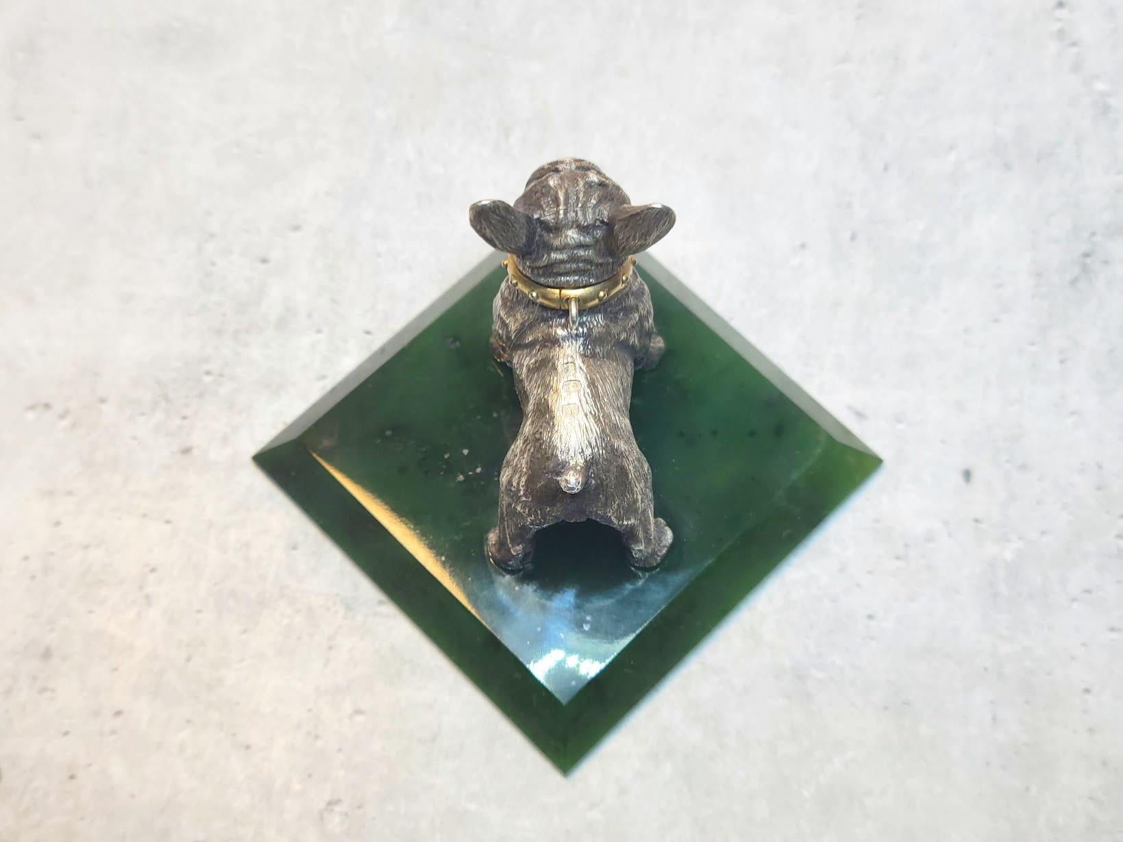 Fabergé Julius Rappoport Silver Bulldog with Ruby Eyes and Gold Collar im Angebot 2