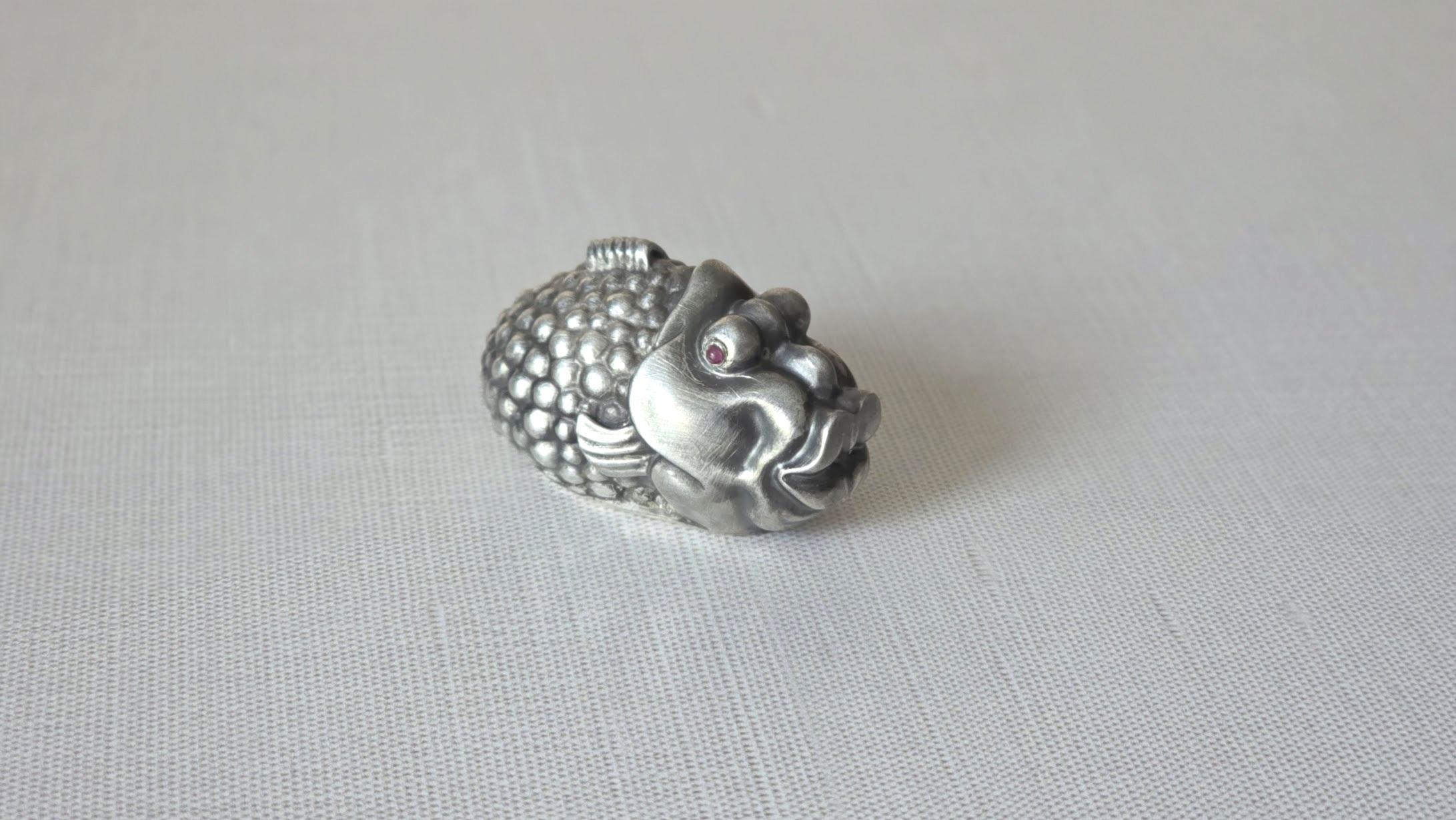 Fabergé Julius Rappoport Silver Fish with Ruby Eyes For Sale 5