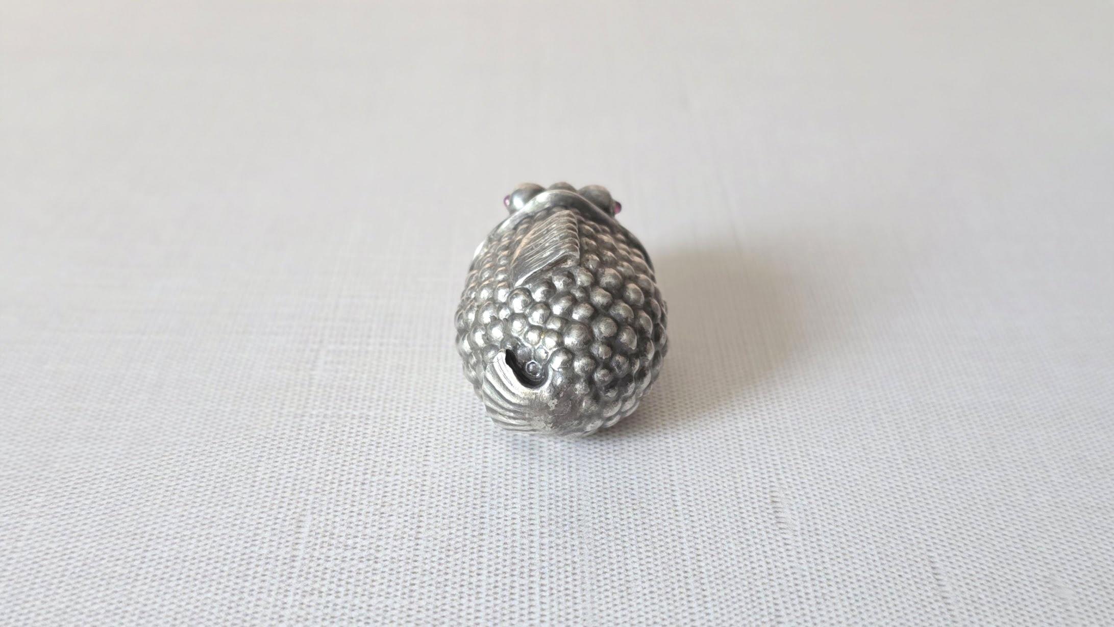 Cabochon Fabergé Julius Rappoport Silver Fish with Ruby Eyes For Sale