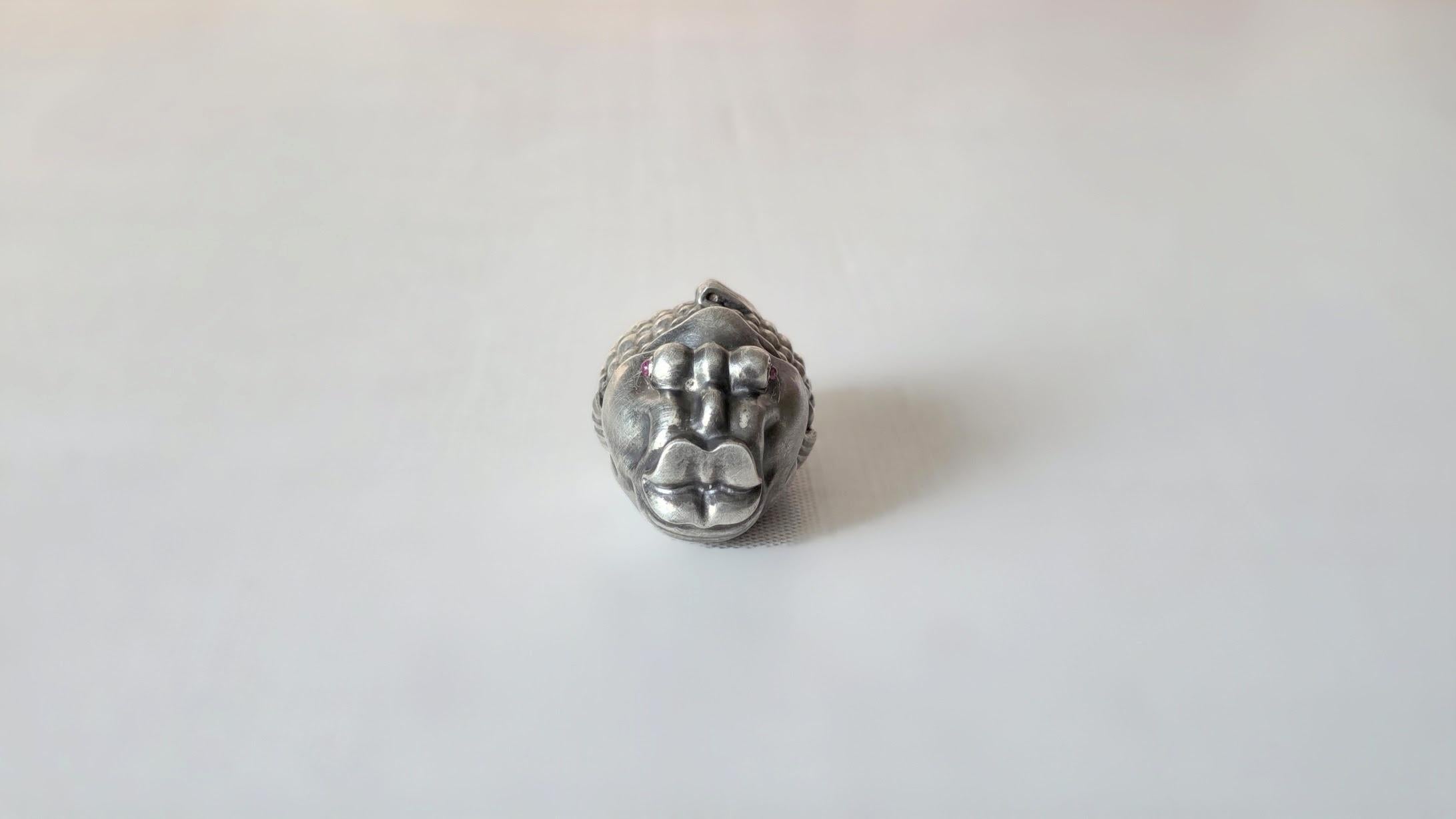 Women's or Men's Fabergé Julius Rappoport Silver Fish with Ruby Eyes For Sale