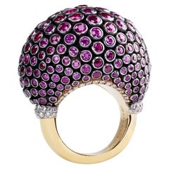Fabergé Kalinka Platinum & 18K Gold Ruby Statement Ring W/ Diamonds, US Clients