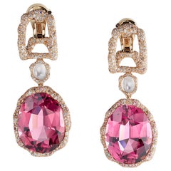 Fabergé Katharina 18K Gold Diamond & Pink Tourmaline Drop Earrings, US Clients