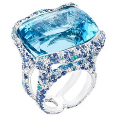 Fabergé Katharina 18K White Gold 39.70ct Ring w/ Sapphires, Diamonds, US Clients