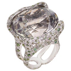 Fabergé Katharina 18K White Gold 51.09ct Tourmaline Ring With Diamond & Sapphire