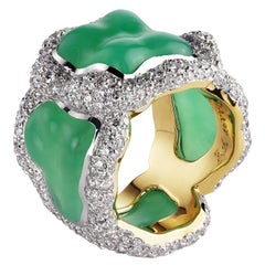 Fabergé Katya 18K White 
Yellow Gold Chunky Diamond Ring, US Clients
