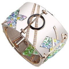 Fabergé Lazlo Gold & Silver Avant-garde Bracelet w/ Diamonds, US Clients