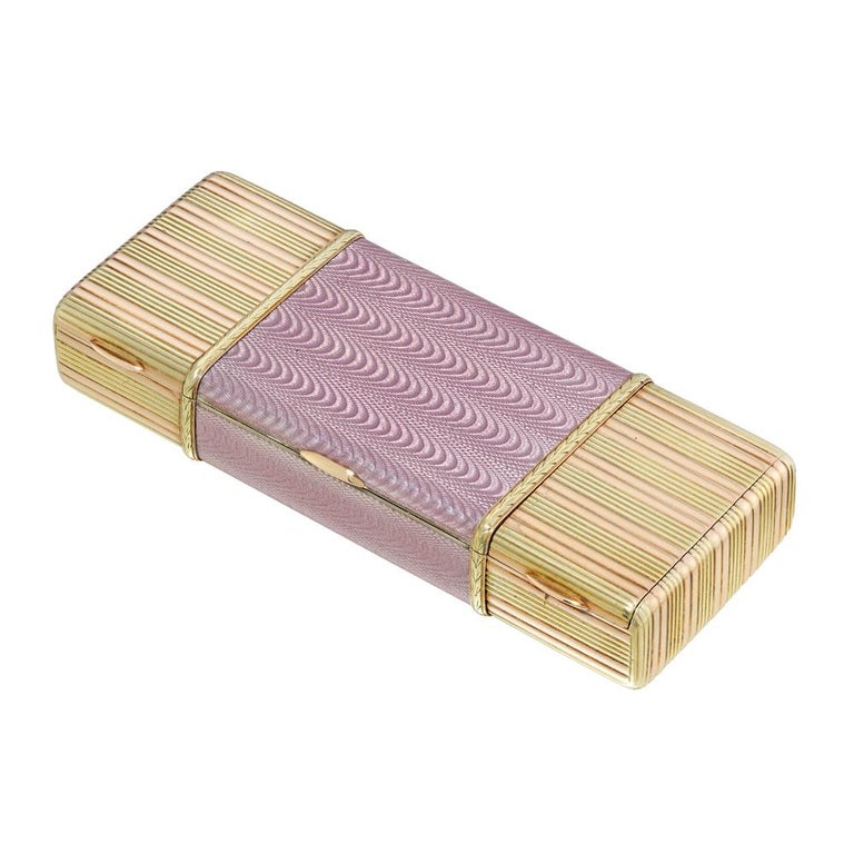 Faberge Lilac Enamel Gold Vanity Case