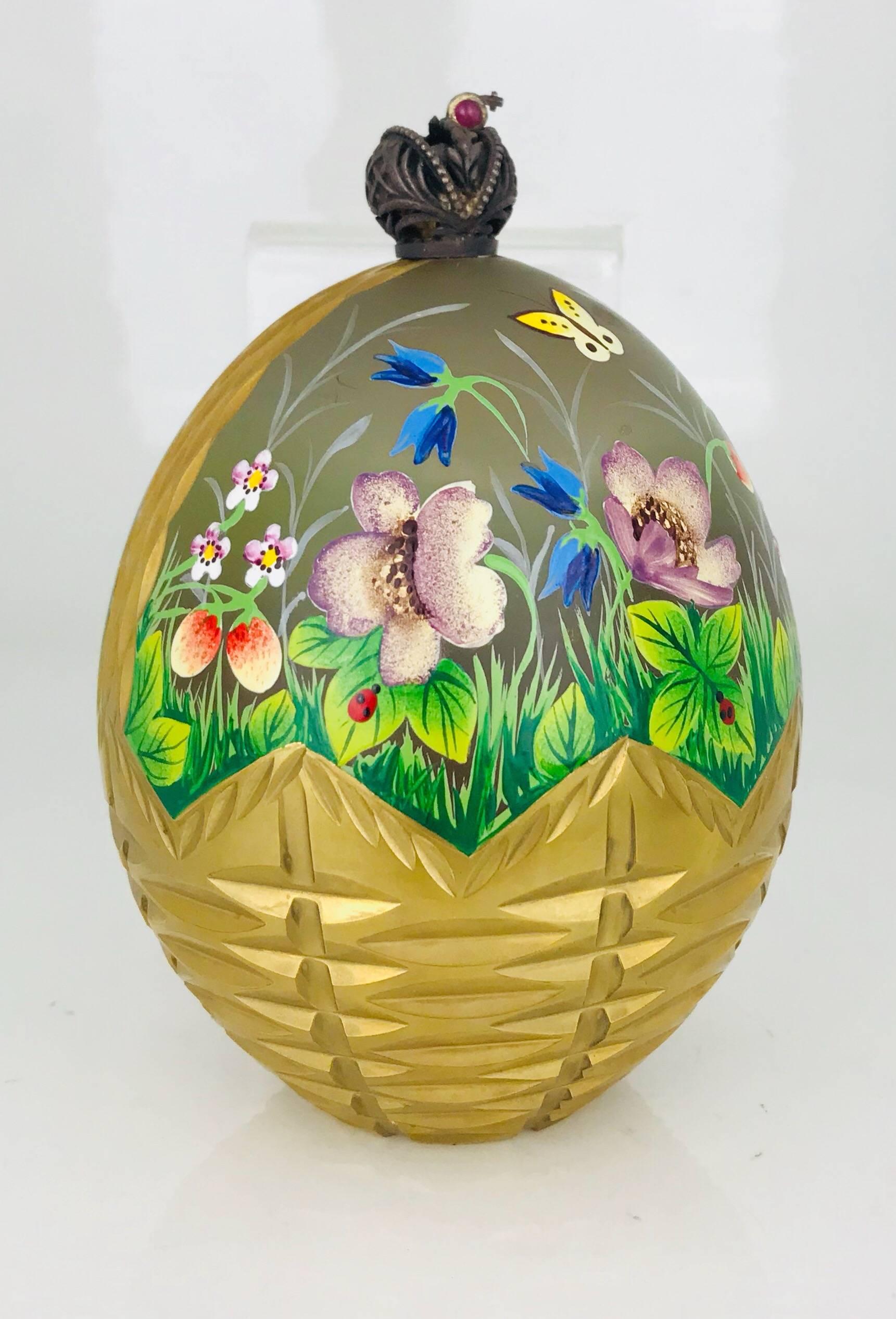 Faberge Limited Edition, Summer Egg, 23 Carat Gold Basket with Box and Papers For Sale 2