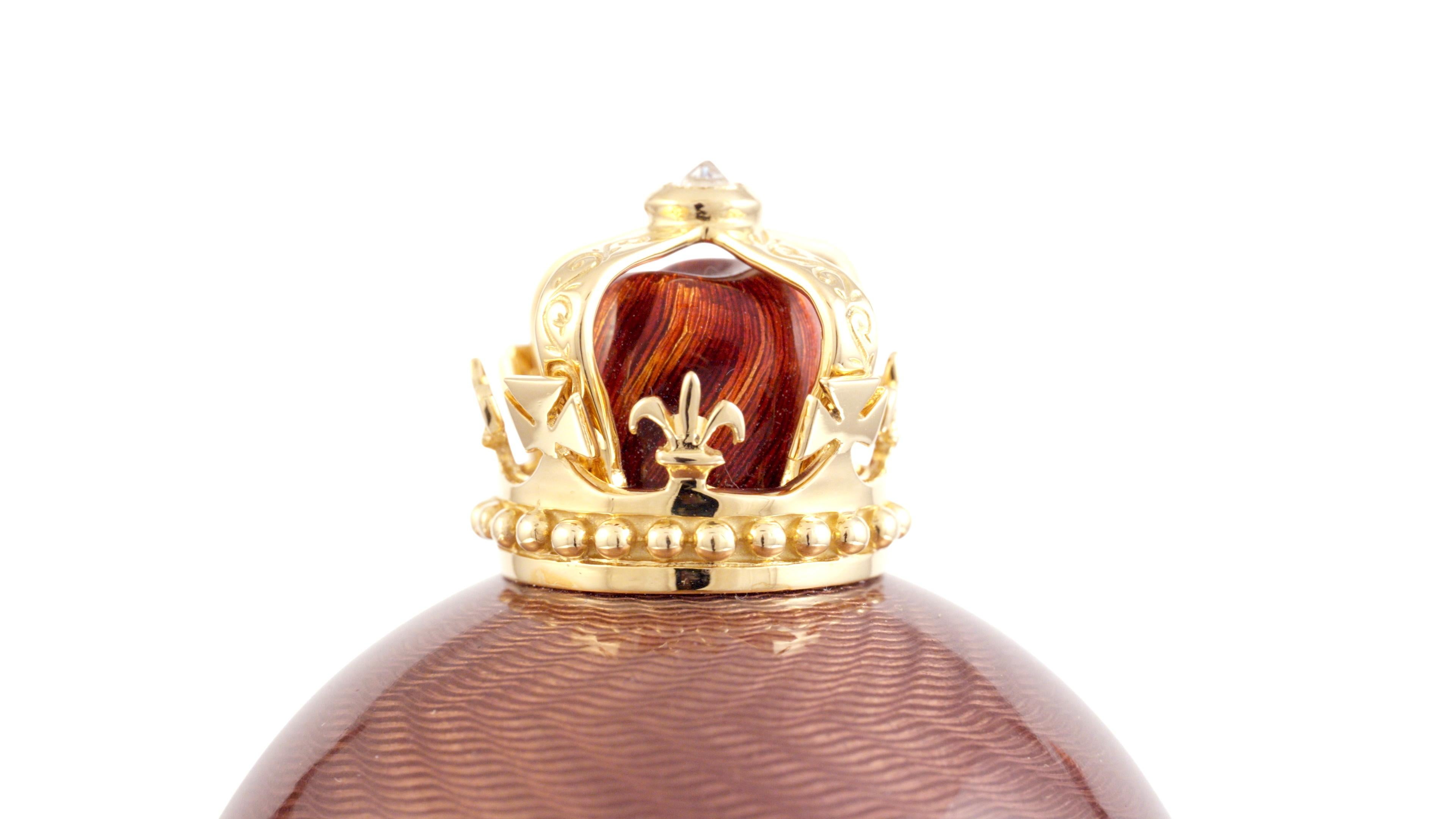 Fabergé Lion Egg, 18k gold, 16 Diamonds 0.198ct, Jasper, Purple Enamel, Nr. 1/75 For Sale 5
