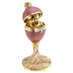 Fabergé Lion Egg, 18k gold, 16 Diamonds 0.198ct, Jasper, Purple Enamel, Nr. 1/75
