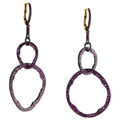 Fabergé Mala 18K Gold & Silver Ruby Hoop Drop Earrings, US Clients