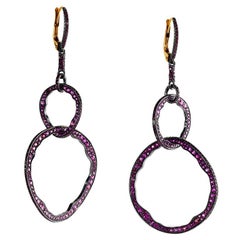Fabergé Mala 18K Gold & Silver Ruby Hoop Drop Earrings