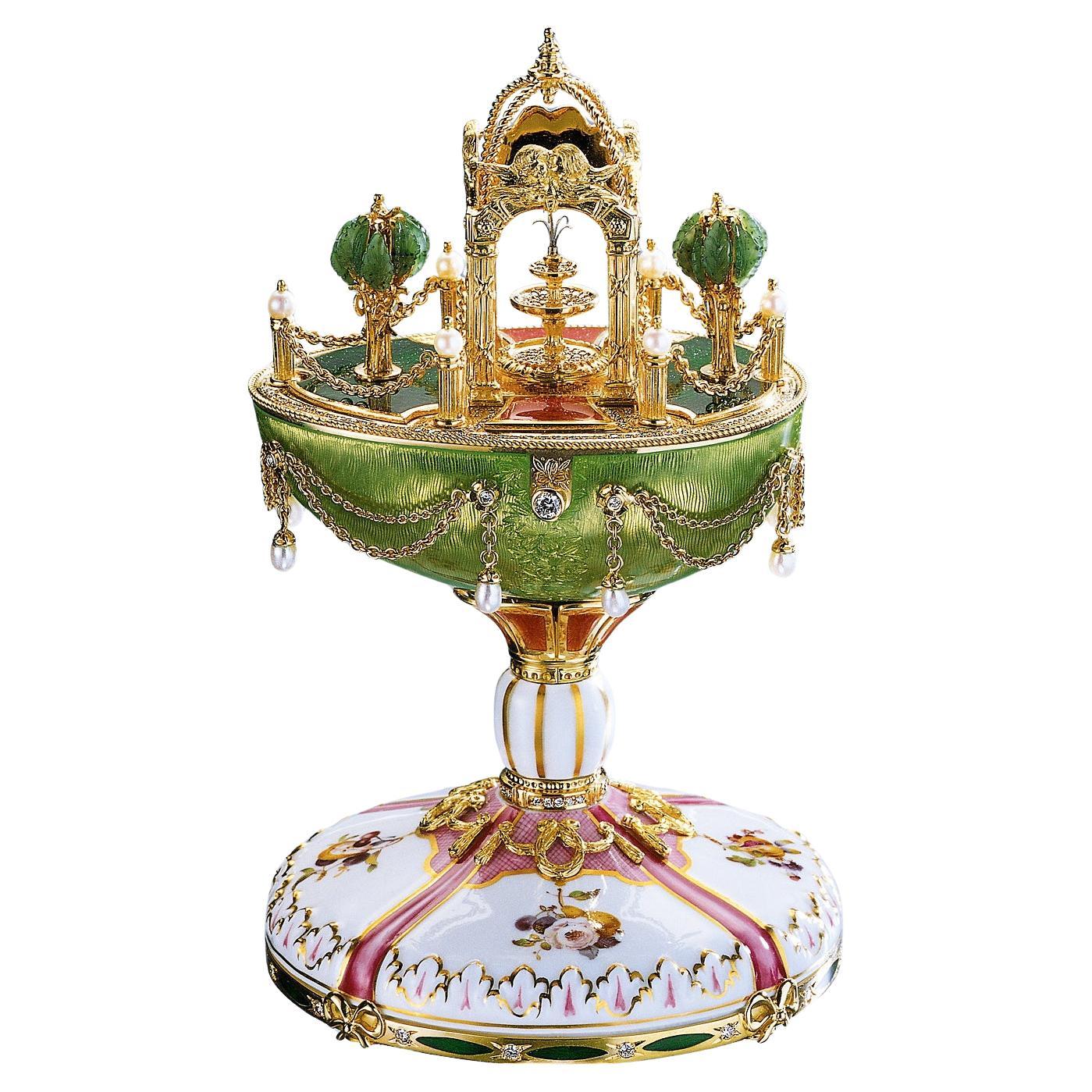 Fabergé Meissen Egg, Gold, Enamel, Diamonds, Gemstones, Porcelain, Music Box