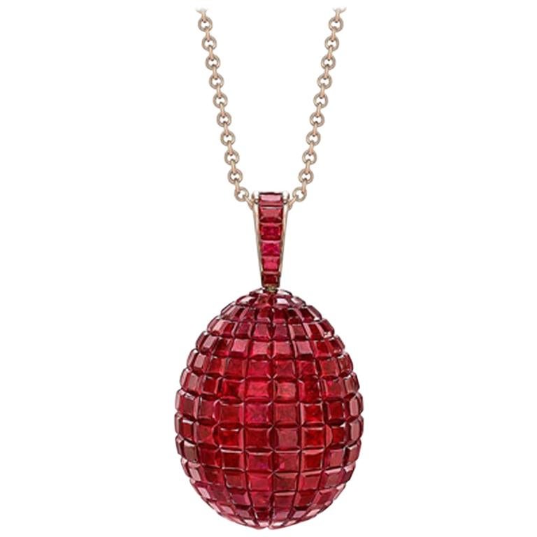 Fabergé Mosaic Ruby Pendant, US Clients For Sale