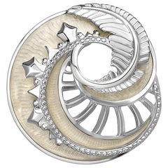 Fabergé Mystére Sterling Silver Pendant & Brooch W/ Pearl Guilloché, US Clients