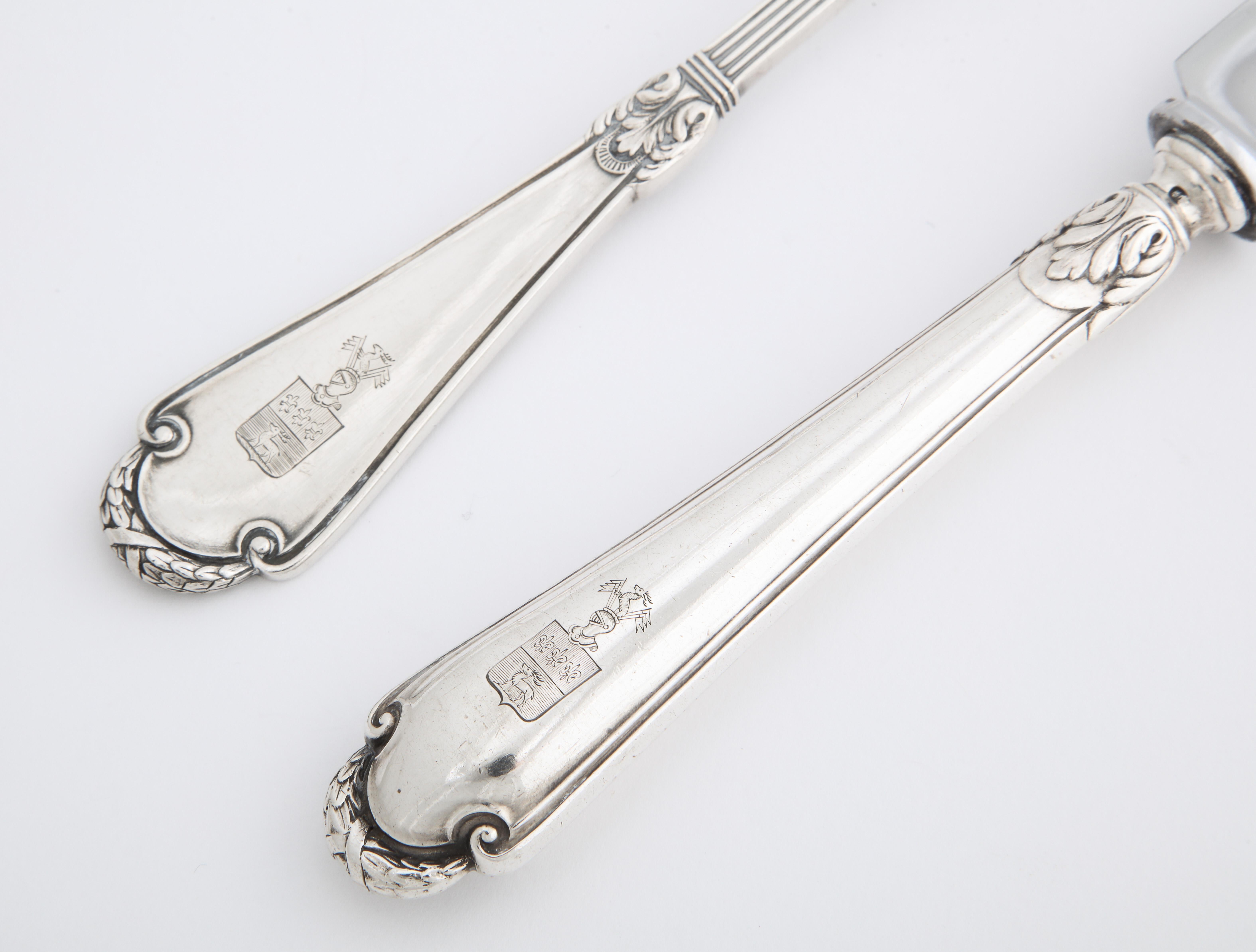 Russian Fabergé Neoclassical Silver Dinner Knife and Fork, Moscow, circa 1900 9