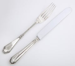 Russian Fabergé Neoclassical Silver Dinner Knife and Fork, Moscow, circa 1900