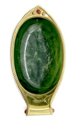 Fabergé Nephrite, Gold, and Ruby Kovsh