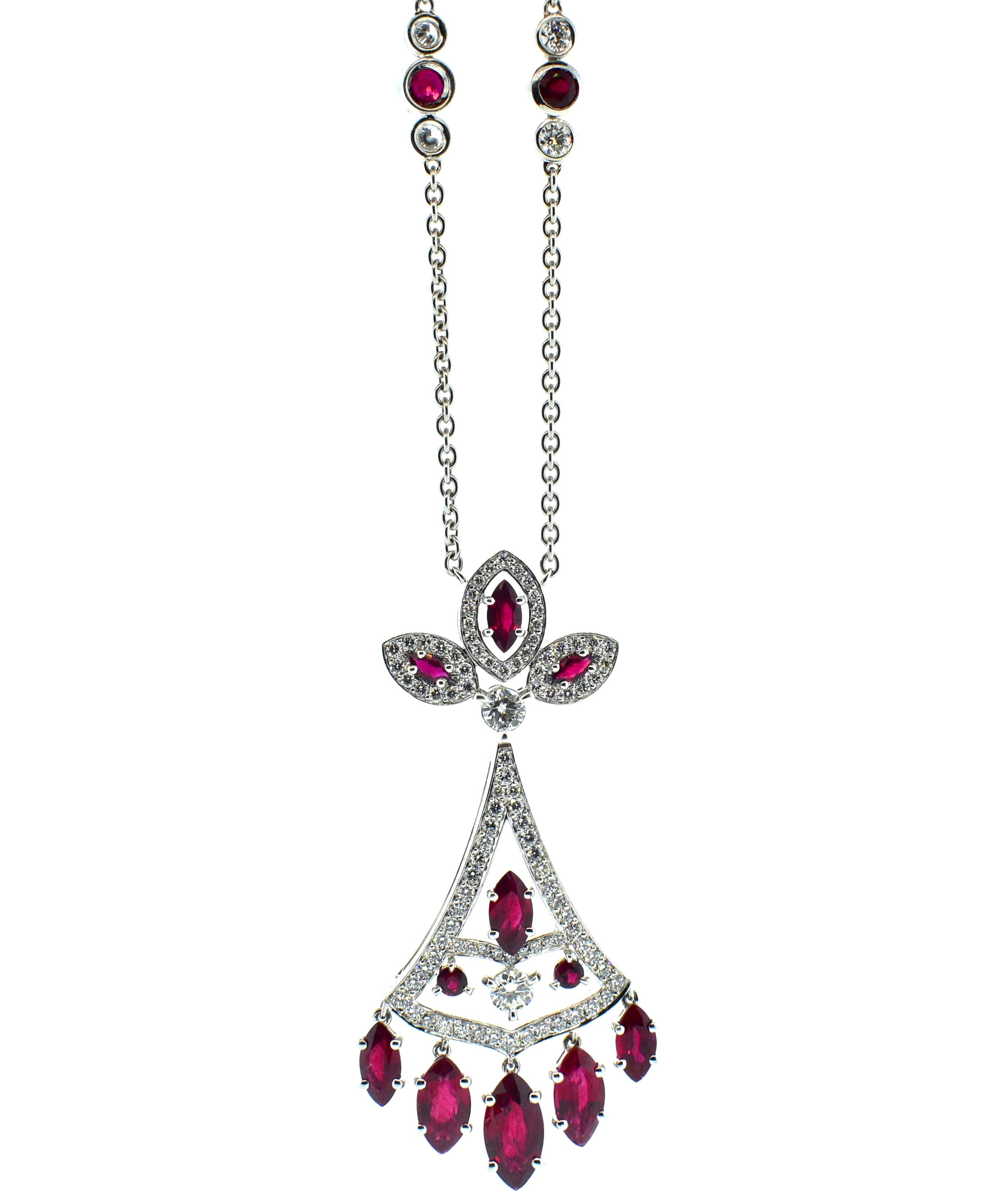 Faberge NY, Ruby and Diamond Pendant Necklace 1