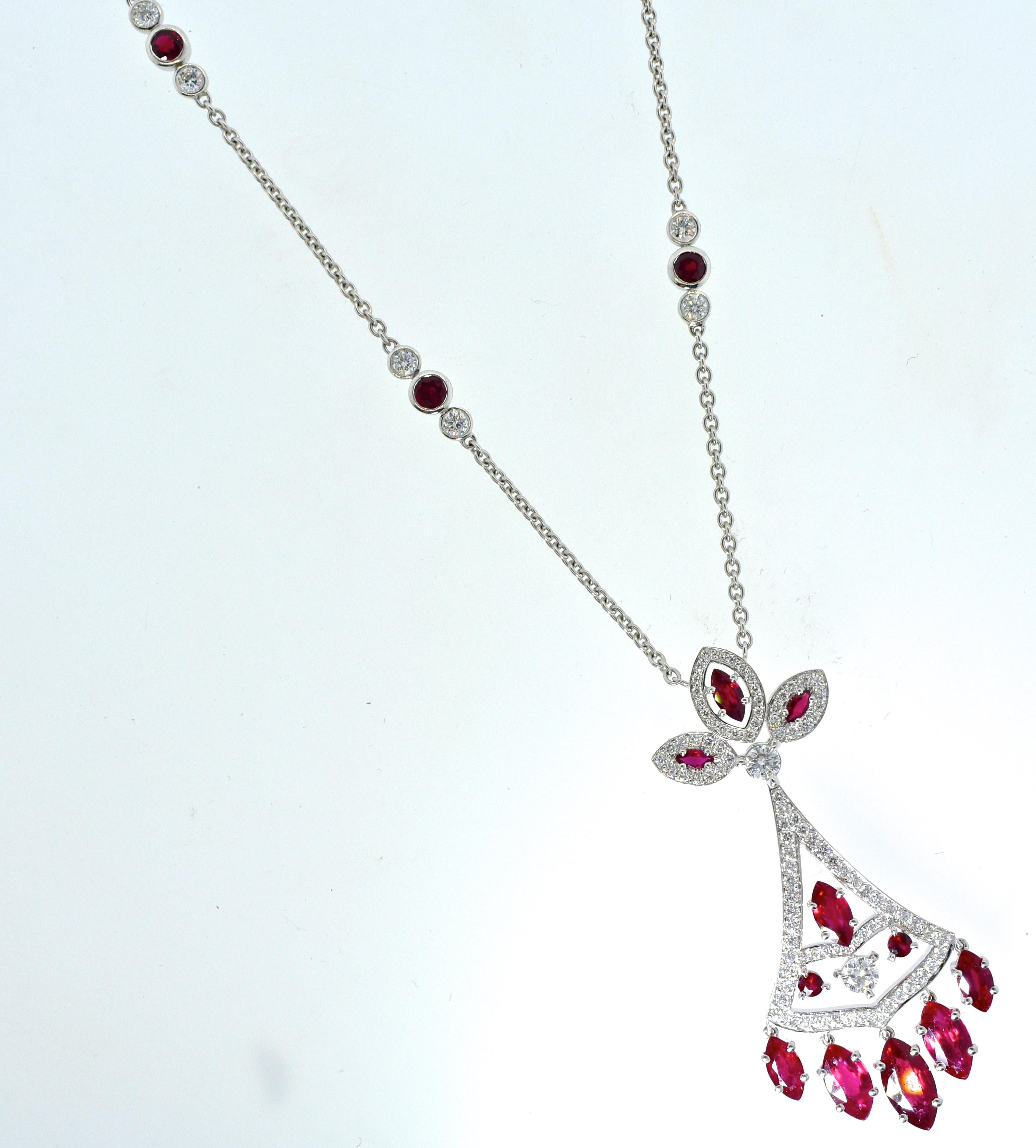 Faberge NY, Ruby and Diamond Pendant Necklace 3